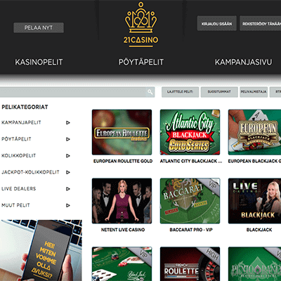 21Casino ilmaiskierrokset