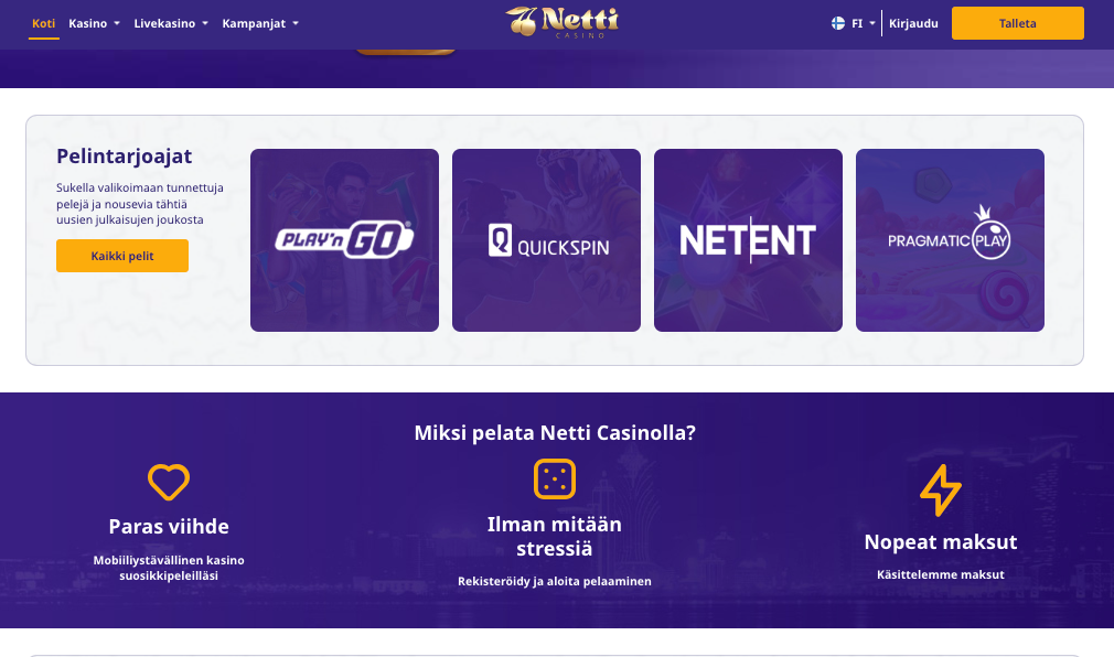 netti casinocom pelintarjoajat