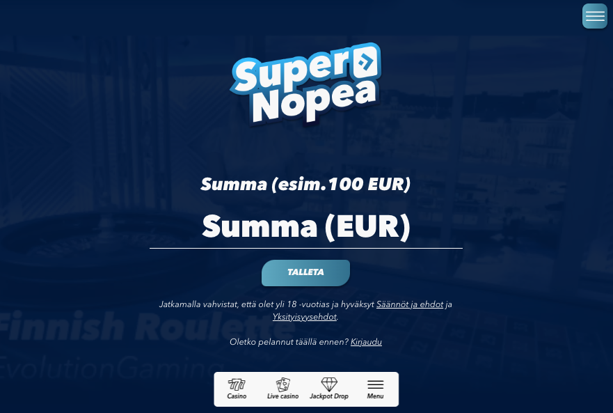 pelaaminen supernopea casinolla