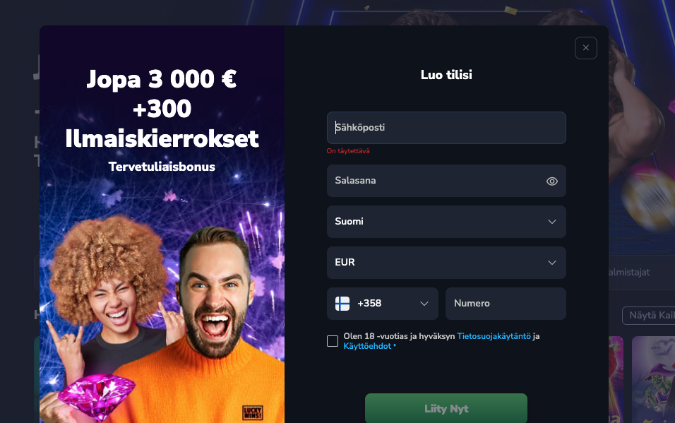 pelaa luckywins kasinolla