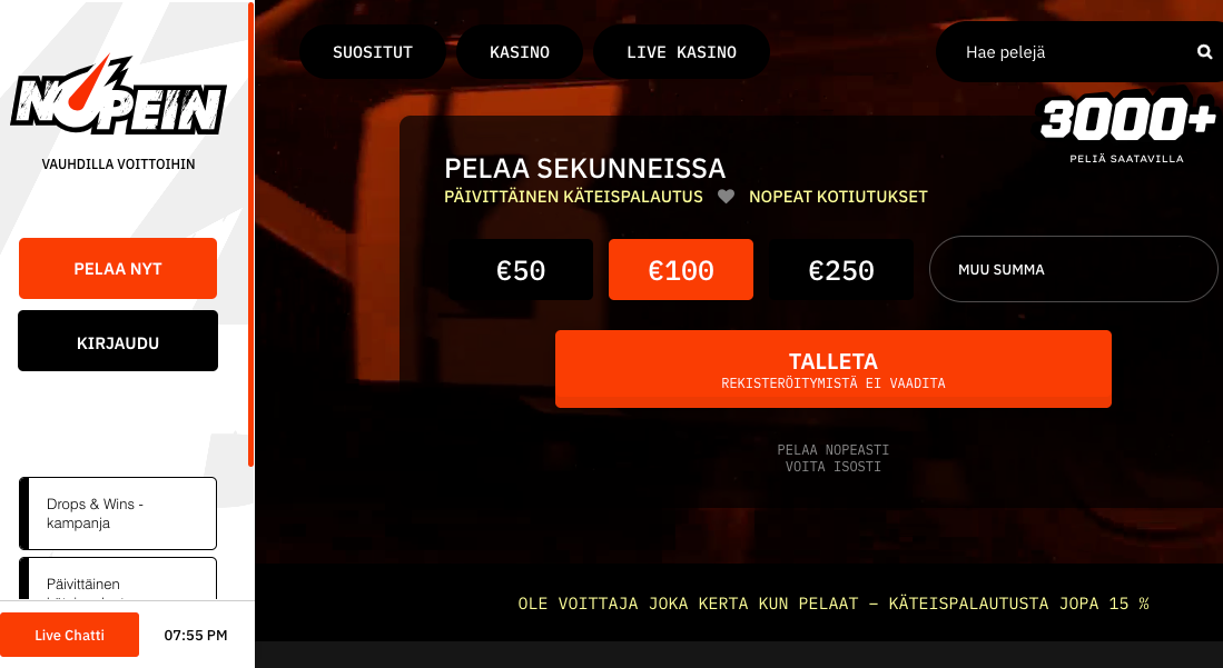 Nopein casino kuvakaappaus