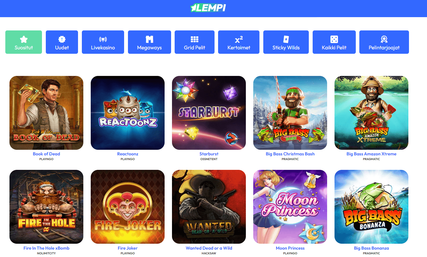 lempi casino pelivalikoima