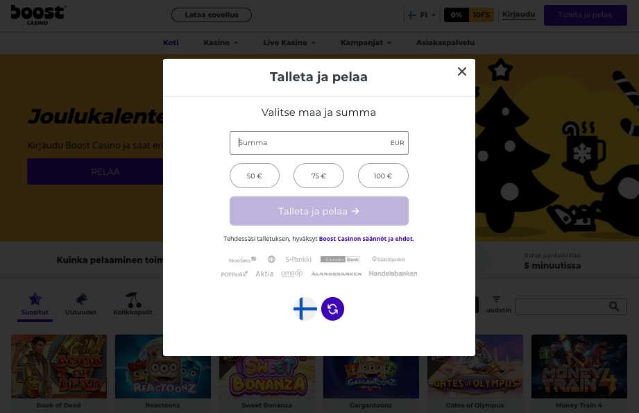 boost casino maksutavat