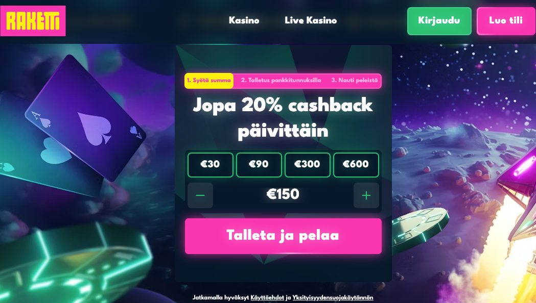 raketti kasino arvostelu