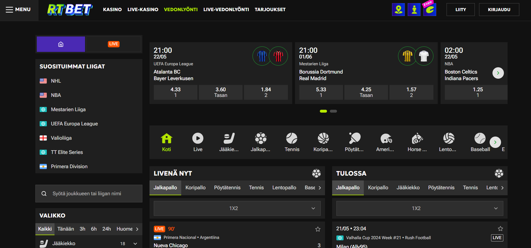rtbet vedonlyonti