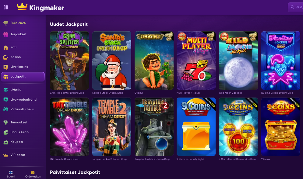 kingmaker jackpot pelit