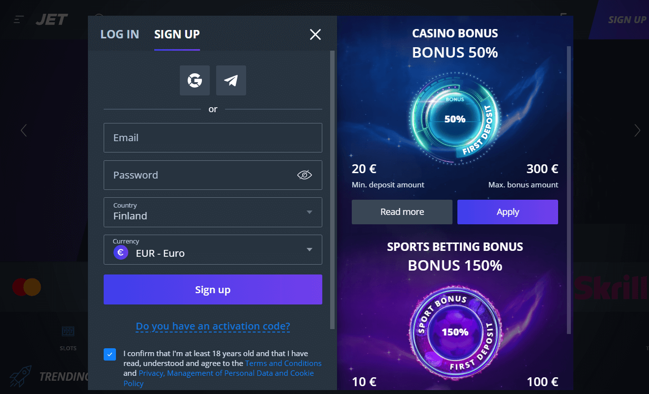 Jet casino kirjautuminen