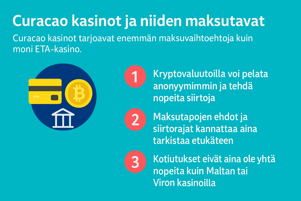 Curacao kasinoiden maksutavat