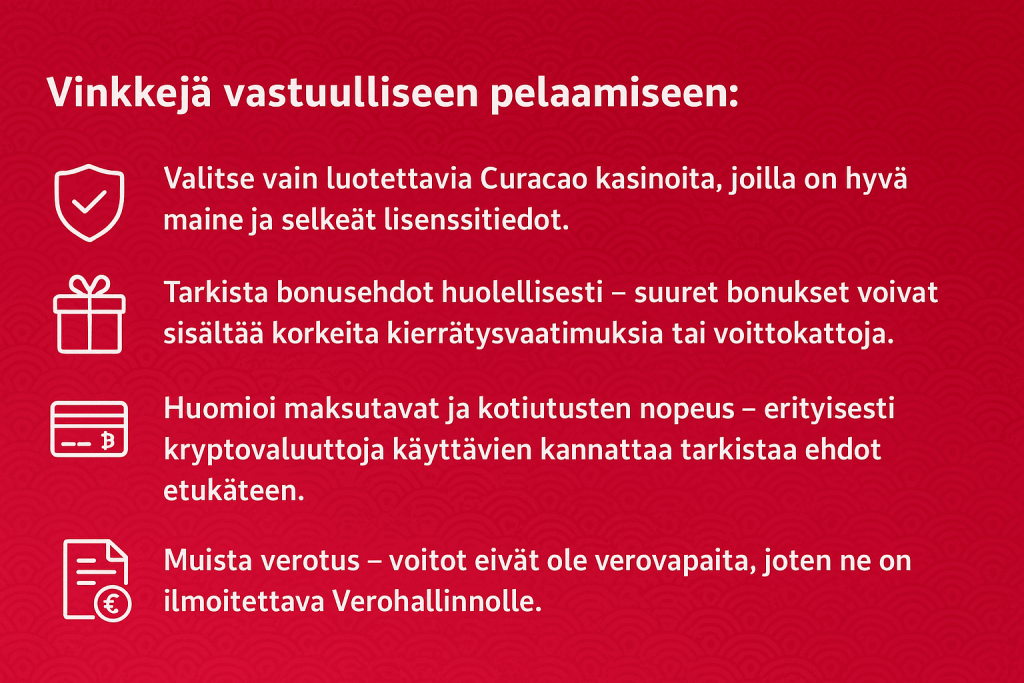 Curacao kasinot ja vastuullisuus